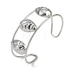 Non-Tarnish 304 Stainless Steel Wide Hollow Textured Horse Eye Opaen Cuff Bangles BJEW-Q348-06P-01-1