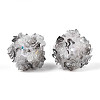 Polymer Clay Rhinestone Beads with Embossed Resin Roses RESI-T059-04B-2