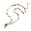 304 Stainless Steel Lock Pendant Paperclip Chain Necklaces for Women Men NJEW-Q028-07G-2
