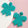 Glass & Cloth Bowknot Dangle Stud Earrings FS-WG55AB9-07-1