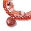 2pcs 2 Styles 6mm Round & Chip Natural Red Agate Beaded Stretch Bracelet Sets BJEW-TA00517-01-3