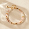 Handmade Watermelon Stone Glass Rondelle Beaded Bracelets with 304 Stainless Steel End Chains XL9343-7-1