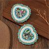 Bohemian Handmade Glass Seed Beads Heart Shape Stud Earrings PG9083-2