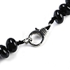 Natural Dyed & Heated Black Agate Rondelle Graduated Beaded Necklaces for Women Men NJEW-K388-02D-3