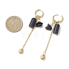 304 Stainless Steel Blue Goldstone Heart Tassel Hoop Earrings EJEW-JE06731-01-4