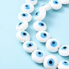 Flat Round Evil Eye Lampwork Bead Strands LAMP-R118-07-3