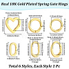 6Pcs 6 Styles Brass Spring Gate Rings KK-BBC0028-45-2