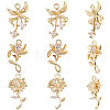 9Pcs 3 Style Brass Micro Pave Cubic Zirconia Pendants Sets KK-BBC0007-54-1