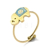 Ion Plating(IP) Elephant 304 Stainless Steel Enamel Ring RJEW-A038-15G-01-1