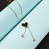 PVD Vacuum Plating 304 Stainless Steel Enamel Heart Pendant Necklaces NJEW-C063-03G-3