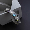 Engraved Flower Brass Micro Pave Cubic Zirconia Cuff Bangles for Women FS-WGDA37F-01-1