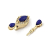 Brass Micro Pave Cubic Zirconia & Optimized Lapis Box Clasps KK-P291-47G-2