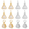 SUPERFINDINGS 12Pcs 2 Colors Brass Clear Cubic Zirconia Pendants ZIRC-FH0001-13-1