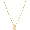 1Pc Stainless Steel Letter Rectangle Pendant Necklaces NJEW-LP0001-34Y-G-1