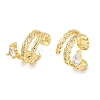 Brass Micro Pave Cubic Zirconia Cuff Earrings for Women CU-CBAE7DF-15G-4