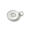 Brass Pave Natural Shell Flat Round with Letter Charms KK-Z115-13P-G-2