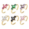 Brass Micro Pave Cubic Zirconia Cuff Open Rings for Women RJEW-L343-14G-2