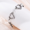 201 Stainless Steel Heart Link Chain Bracelets BJEW-B078-177P-02-5