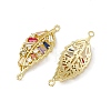 Brass Pave Colorful Cubic Zirconia Connector Charms KK-E068-VC017-1