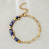 Bohemian Natural Blue Spot Jasper Heishi Beads Bracelets with 304 Stainless Steel Paperclip Chains WGD41F4-01-1