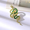 Snake Aolly Rhinestone Brooches JEWB-V008-01LG-02-1