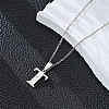 201 Stainless Steel Crystal Rhinestone Initial Pendant Necklaces FS-WG28760-22-1