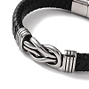 Men's Braided Black PU Leather Cord Bracelets BJEW-K243-19AS-2