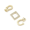 Brass Micro Pave Clear Cubic Zirconia Fold Over Clasps KK-U059-18G-2