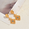 Ethnic Style Brass Pave Cubic Zirconia Stud Dangle Earrings for Women QY0483-5