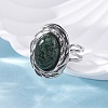 Oval Natural Moss Agate Finger Rings RJEW-M063-01P-08-3