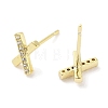 Brass Micro Pave Clear Cubic Zirconia Studs Earring EJEW-S217-G13-2