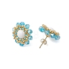 3 Pairs Flower Glass Seed Beaded with Natural Mashan Jade Stud Earrings for Women EJEW-MZ00208-2