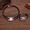 Bohemian Style Oval Alloy & Imitation Leather Wax Cord Double Layer Necklaces & Bracelets Sets for Women FS-WG56800-01-1