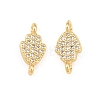 Religion Brass Micro Pave Clear Cubic Zirconia Hamsa Hand Links Connector Charms KK-C162-039G-1