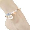 Ocean Natural Clam Shell Charm Anklets AJEW-AN00839-4