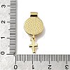 Brass Pave Natural White Shell Flat Round with Cross Pendants KK-C090-40G-4