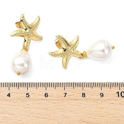 Teardrop Shell Pearl Bead Stud Earrings EJEW-JE07105-01-1
