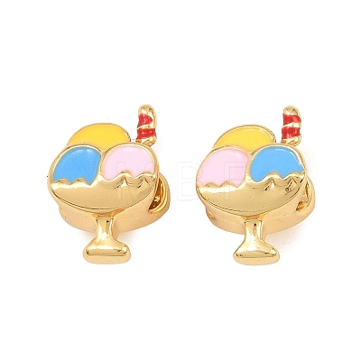 Brass Enamel European Beads KK-Z140-07G-1