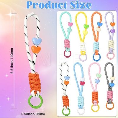 8Pcs 8 Styles Colorful Heart-Shaped Polyester Knot Pendant Decorations ST-CJ0028-14-1