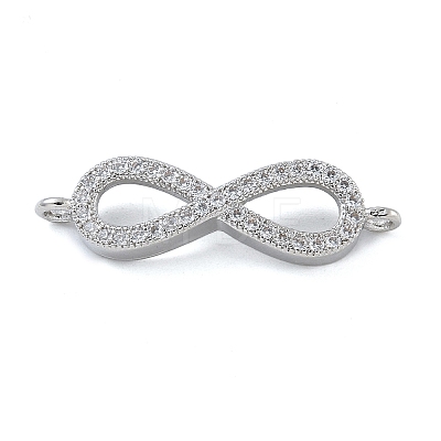 Rack Plating Brass Micro Pave Clear Cubic Zirconia Infinity Connector Charms KK-A234-079P-1