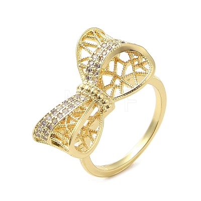Rack Plating Brass Micro Pave Cubic Zirconia Finger Ring RJEW-C072-33G-G-1