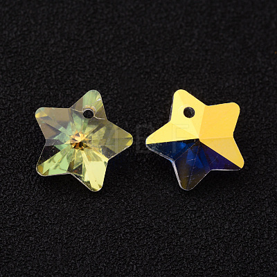 Star Faceted K9 Glass Charms EGLA-O006-04A-1
