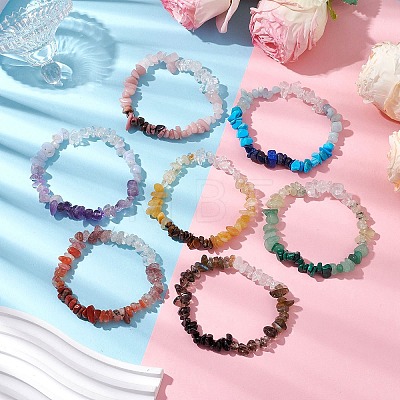 7Pcs Gemstone Stretch Bracelet Sets BJEW-JB11012-1