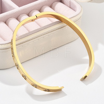 304 Stainless Steel Rhinestone Bangles for Women BJEW-Z092-15G-1