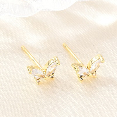 Brass Micro Pave Cubic Zirconia Stud Earrings for Women KK-A305-06G-01-1