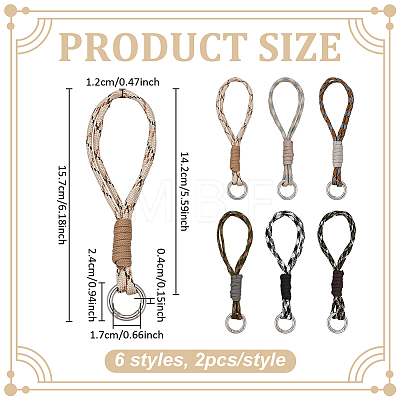 12Pcs 6 Styles Polyester & Spandex Parachute Cord Pendant Decorations HJEW-FG00041-1