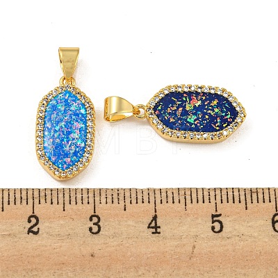 Brass Pendants Micro Pave Cubic Zirconia with Synthetic Opal KK-K356-10G-1