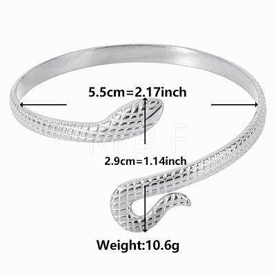 Non-Tarnish Stylish European and American Snake 304 Stainless Steel Cuff Bangles for Women SR4696-1-1