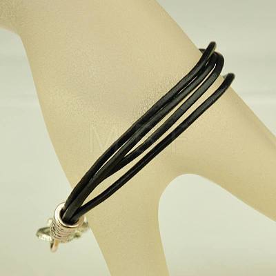 Men Cowhide Leather Cord Multi-strand Bracelets BJEW-JB00831-01-1