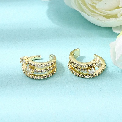 Brass Micro Pave Cubic Zirconia Cuff Earrings for Women CU-CBAE7DF-31G-1